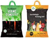 TrustBasket Organic Vermicompost Fertilizer Manure for Plants - 5 KG & Enriched Organic Earth Magic Potting Soil Fertilizer for Plants, 5 Kg Combo