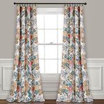 Lush Decor Sydney Light Filtering Window Curtain Panels, Pair, 52" W x 108" L, Blue & Yellow - Botanical Garden - Country Cottage Home Decor - Floral Curtains for Bedroom, Living Room, & Dining Room