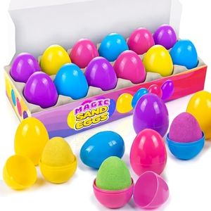 ArtCreativity Magic Sand Easter Eggs - Set of 12 Pre-Filled Easter Eggs - Colorful Surprise Eggs for Kids in Assorted Vibrant Colors - Easter Egg Hunt Supplies - Easter Basket Stuffers