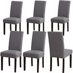 Sufdari Chair Covers 6 Grey,Stretch Dining Chair Covers, Spandex seat Covers for Dining Chairs,Elastic Washable Chair Protectors for Dining Room,Hotel,Restaurant,Banquet (6, Grey)