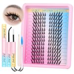 ALICE Anime Lash Cluster Kit Natural Left & Right DIY Lash Extension Kit Wispy Fox Eye Eyelash Extension Kit 84pcs Manga Eyelash Clusters Kit with Lash Glue Bond and Seal Self Application at Home