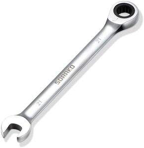 SORAKO 21mm Ratcheting Combination Wrench, Chrome Vanadium Steel Gear Wrench, Industrial Grade Cr-V Steel Gear Spanner, Household Garage Tools(Metric)