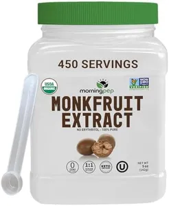 Morning Pep 100% Pure Monk Fruit extract sweetener, No Erythritol, Monkfruit Extract Powder, NON-GMO Project Verified, Keto Certified, OU kosher, No Fillers Zero Calories | Over 450 Servings | 5 oz
