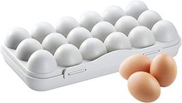 KEDY Plastic Egg Holder, 18 Egg Storage Tray, Lidded Egg Container for Fridge/Freezer, Stackable Egg Tray With Lid, Egg Storage Box Carrier, BPA-Free Fridge Organizer Egg Storage Container (Gray)