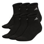 adidas Women's Athletic Quarter Socks 6-Pack, Black/Aluminum, Medium