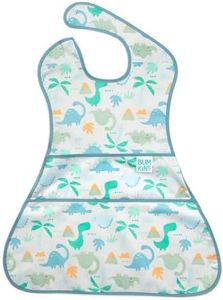 Bumkins Bibs for Girl or Boy, SuperBib Baby and Toddler for 6-24 Months, Full Cover Large Oversize, Essential Must Have for Eating, Feeding, Car Seat, Baby Led Weaning, Mess Saving, Dinosaur Gray