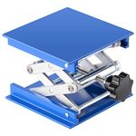 Labasics Lab Jack, 100x100 mm Anodized Aluminum Laboratory Support Jack Lift Table Top Deck Jack Scissor Stand Platform with 5 KG Support Weight, 45 to 140 mm Lift Range