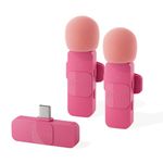BOYA Wireless Lavalier Microphone for Android USB C Smartphone Tablet External Mini Lapel Type C Microphone for Cell Phone Clip-On Mic for Video Recording Podcast YouTube Live Streaming (Pink)