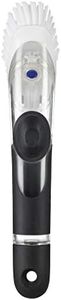 OXO Good Grips, Brosse à vaisselle distributrice de savon avec manche, Brosse de nettoyage pour vaisselle, Noir, Blanc