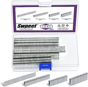 Swpeet 1609 Counts 4 Sizes K413 K419 K425 F15 18 Gauge Steel Approx 1/4" ×1/2"/3/4"/1" Silver Narrow Crown Staples and Brad Nails (5/8"), Galvanized Finish for Pneumatic, Electric Stapler/Brad Nailer