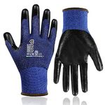 ANDANDA 1 Pair Level 5 Cut Resistant Gloves, PU Coated Safety Work Gloves, Comfort Stretch Fit, Seamless Structure, Work Gloves Suitable for Garde/Construction/Glass Manufacturing/Machinery, Medium