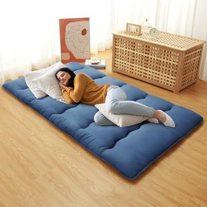 GarveeHome Japanese Floor Futon Mattress Twin Size, Japanese Style Folding Futon Mattress Sleeping Mattress Pad for Adults Kids, Tatami Mat, Roll Up Camping Mattress, Navy Blue