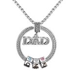 Ruibeila Personalized Dad Name Necklace for Men Engraved Name Beads Charm Necklace for Father Customized Family Names Necklace for Dad Grandfather Birthday Father's Day