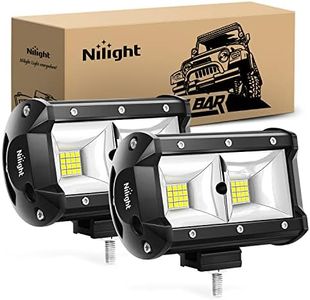 Nilight 2PCS 5Inch 96W Flood LED Light Bar 3600LM Driving Lights Fog Light Led Off Road Lights for Trucks Jeep UTV ATV Marine Boat