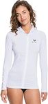 Roxy Women's Standard Essentials Hooded Rashguard, Bright White 21, Medium