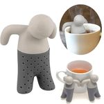 MobFest® Unique Lazy Little Man Shape Food Grade Silicone Tea Bag Filter Infuser Strainer, Loose Leaf Leaf Brewing Teapots, Mugs and Cups, 1 Pcs (1)