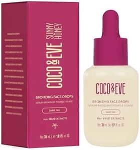 Coco & Eve Sunny Honey Bronzing Face Drops (Dark), Natural, Hydrating Hyaluronic Acid. Indoor Sunless Moisturizing Self Tanner. (1 fl oz)