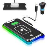 Wireless Car Charger Pad, REESTECQI 15W RGB Wireless Charger for Car Type C Non Slip Wireless Charging Pad for Car 40W Car Charger Incl for Airpods iPhone 15/14/13/12 Samsung S24/S23/S22 (30CM Cable)