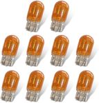 UGSHY 10 PCS Car Brake Dual-filament Halogen Bulb, T20 Large Plug-in Bulb Micro Mini High-bright Soft Light Non-glare Bulb, Non-destructive Installation Light Replacement, Universal Car (Amber)