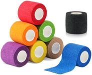 Cohesive Bandage Wrap, 8 Rolls 5cm*4.5m Self Adhesive Vet Bandage Wrap, Self Adherent Elastic Bandage, Elastic Cohesive Pet Tape Bandage Tattoo Grip Cover Polychrome for Wrist & Ankle (Polychrome)