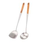 Wok spatula and ladle Tool Set, 17inches spatula for wok, 304 Stainless Steel wok spatula.