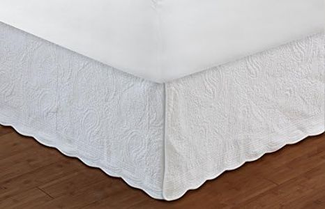 Greenland Home Paisley Quilted Bed Skirt, Full, White