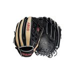 WILSON A500 11.5” Utility Youth Baseball Glove - Right Hand Throw,Black/Blonde/Red