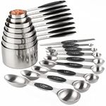 Measuring Cups and Spoons Set Stainless Steel Includes 8 Heavy Duty Measuring Cups 8 Double Sided Magnetic Measuring Spoons and 1 Leveler for Dry and Liquid Ingredients