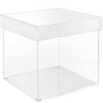 BELLE VOUS 5 Sided Acrylic Display Box - 20 x 20 x 20.5cm / 8 x 8 x 8.07 inches - Clear Small Case Boxes for Home, Museum or Wedding - Vase for Storage, Showcase, Jewellery and Gift