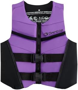 Owntop Swim Vest Youth Kids 75-125 lbs, Neoprene Swim Jacket Lightweight, Quick-Dry, Buckles Zipper for Swimming Training, Kayak, Boating, Watersports (Purple, L)
