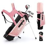 ULTIMATE Junior Complete Golf Club Set, 5-7 Years Old Kids Complete Golf Club Set w/ 205CC #3 Fairway Wood, #7#S Irons & Putter, Versatile Stand Bag, Kids Golf Stand Bag Set with Rain Hood