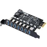 MZHOU 7 Port PCI-E Express Expansion Card, USB 3.0 7 Port Front Controller Adapter Card, Internal PCIe USB Card Connect 7 Devices Expanded for Window XP/7/8/10/11/LINUX