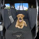 Anarjy Premium Dog Car Seat Cover for Back Seat – Waterproof, Scratchproof, Quilted Hammock with Mesh Window & Side Flaps – Universal Fit for SUVs & Sedans (Large, Black)