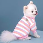 KUTKUT Dog Warm Shirt for Small Dogs & Cats, Winter Puppy Striped Clothes, Sweater Shirt Cold Weather Plush Warm Doggie Shirts for Chiuhuahua, Yorkshire, Toypom etc (Size:S, Chest:35cm, Length:25cm)