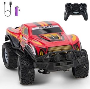 JOYBLI Remote Control Cool Off-Road Vehicle Truck, 2.4GHz RC Car with LED Lights, 1:20 Scale Off-Road Vehicle, Red RC Truck,Remote Control car from a Long Distance,Gifts for Children (RED)