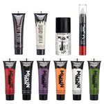Pro FX Halloween Special Effects Make up Kit 4 by Moon Terror | Fake Blood, Liquid Latex, Modelling Wax, Spirit Gum, Face and Body Paint, SFX Make up