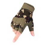 Half Finger Gloves Men Women Non-Slip Fingerless Gloves for Outdoor Sports Cycling Motorcycle Hiking Climbing Camping Hunting Running,jungle camouflage,M