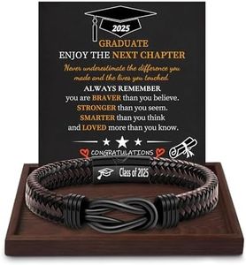 Btysun 2025 Graduation Gifts for Him, Graduation Gifts 2025 High School Congratulations Grad Gift Leather Bracelet for Men Enjoy the Journey Graduate Bracelet Gift Set