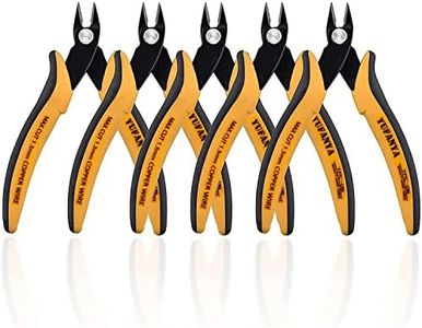 YUFANYA 5PCS Flush Cutters,Wire Cutters for Side Cut,Nut Cut with Softy Anti-Slip Handle and Internal Spring Wire Clippers,Heat Treated Carbon Steel Made Snippers(Yellow& Black), 5Pack