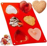 Rycore Heart Silicone Molds for Baking - Perfect for Creating Mini Heart-Shaped Cakes, Chocolates, and More - Easy to Use and Clean [1 Pack Red]