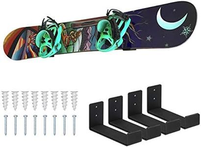 Mind and Action Solid Aluminum Snowboard Rack,Ski Wall Mount Display,Home and Garage Snowboard Storage (2 Pairs)