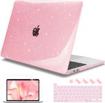 Mektron Glitter Case for 2020 MacBook Pro 13 inch A2338 M2 Compatible 2021 2022 Release M1 A2289 A2251, Sparkly Plastic Hard Shell Cover with Touch Bar Fits Touch ID, Glitter Pink