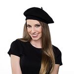 Ventewa Spain Unisex Wool Blend French Artist Beret Cap (Black) Free Size