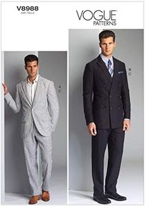 Vogue 8988 Men's Single or Double-Breasted Suit Jacket and Pants Sewing Pattern - Size 34-36-38-40