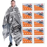 Emergency Blankets Mylar Thermal Blanket,(10 Pack) of Gigantic Space Blanket 82*64 in. Survival Blankets Heavy Duty Camping Gear ,First Aid