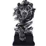 H&W Sandstone Lion Figurines - The King of Beasts - Statue Decoration for Home/Study/Living Room, Great Collectible Figurines, Best Gift for The Man, Silver Color (HH17-D3)