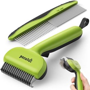 Pecute Self-Cleaning Undercoat Rake for Dogs and Cats, 304 Stainless Steel Dematting Deshedding Tool Combo, Deshedding Brush for Thick Double Coats, Long Hair with Dense Undercoats, Heavy Shedding