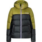 Marmot Women Wm's Guides Down Hoody, Warm Down Jacket, Insulated Hooded Winter Coat, Windproof Down Parka, Lightweight Packable Outdoor Jacket, Black/Military Green, M