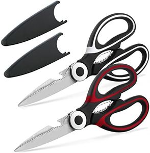 Kyraton Kitchen Scissors Heavy Duty 2 Pieces, Stainless Steel Sharp Cooking Shears with Cover, Multipurpose Cooking Scissors For Meat Chicken Bone Veg Poultry Fish. Dishwasher Safe Food Scissors.