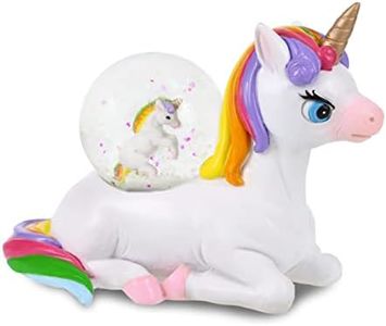CoTa Globa Unicorn Snow Globe Decor - Beautiful Snow Globe Pink Sparkle Rainbow Unicorn Figurine, Cool Snow Globes and Unicorn Figurines, Perfect Ornament Snow Globe Miniature for Home Decor - 45 mm
